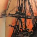 Tattoos - Cover Up Pirate Ship, color, neo traditional boat, art nouveau filigree  - 130847